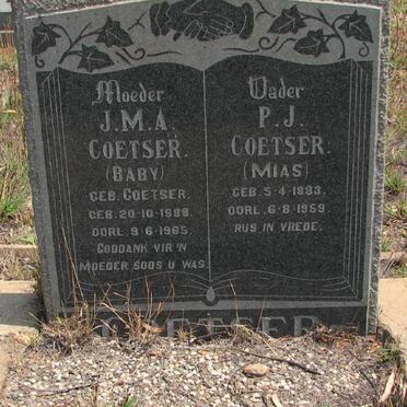 COETSER P.J. 1883-1959 &amp; J.M.A. COETSER 1889-1965 :: COETSER Mias 1942-1966
