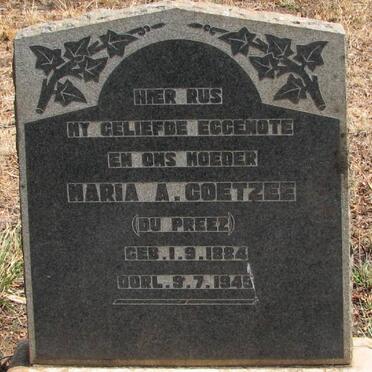 COETZEE Maria A. nee DU PREEZ 1884-1945