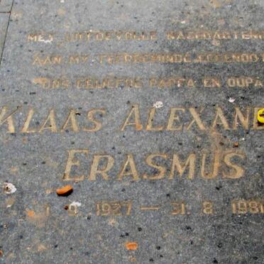 ERASMUS Klaas Alexander 1927-1981