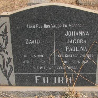 FOURIE David 1891-1957 &amp; Johanna Jacoba Paulina COETSER 1890-1962