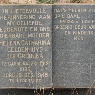 GELDENHUYS Helena Catharina nee GROBLER 1885-1945