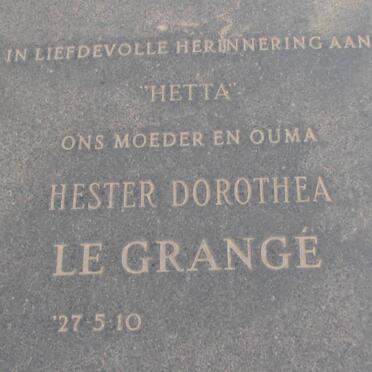 GRANGE Hester Dorothea, le 1927-