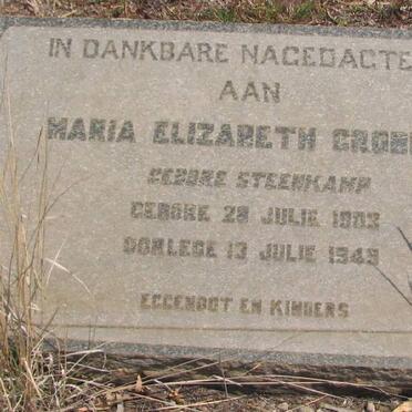 GROBLER Maria Elizabeth nee STEENKAMP 1903-1949
