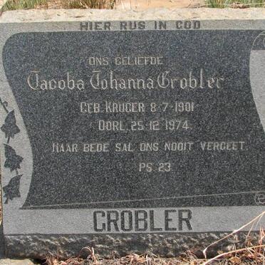 GROBLER Jacoba Johanna nee KRUGER 1901-1974