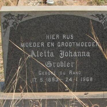 GROBLER Aletta Johanna nee DU RAND 1893-1968
