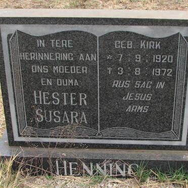 HENNING Hester Susanna nee KIRK 1920-1972