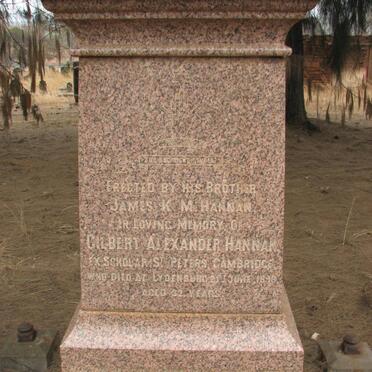 HANNAN Gilbert Alexander -1898