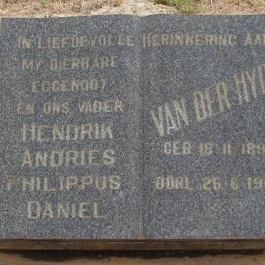 HYDE Hendrik Andries Philippus Daniel, van der 1894-1969