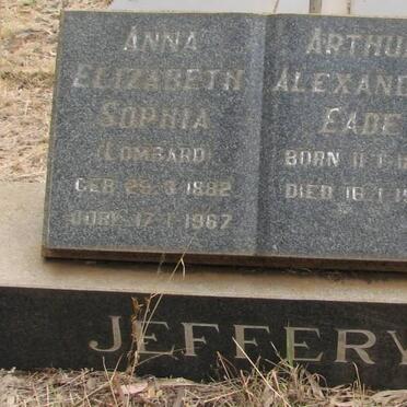 JEFFERY Arthur Alexander Eade 1881-1962 &amp; Anna Elizabeth Sophia LOMBAARD 1882-1967