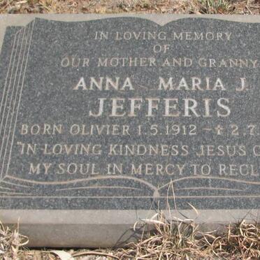 JEFFERIS Anna Maria J. nee OLIVIER 1912-1988