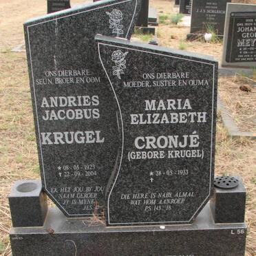 KRUGEL Andries Jacobus 1923-2004 :: CRONJE Maria Elizabeth geb KRUGEL 1933-