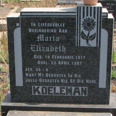 KOELEMAN Maria Elizabeth 1917-1997