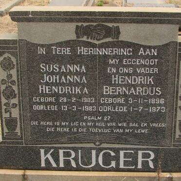 KRUGER Hendrik Bernardus 1896-1973 &amp; Susanna Johanna Hendrika 1903-1983