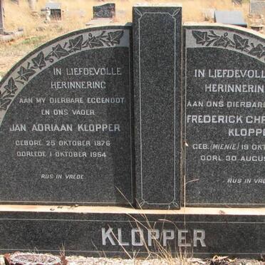 KLOPPER Jan Adriaan 1876-1954 &amp; Frederick Christiaan MIENIE 1879-1958