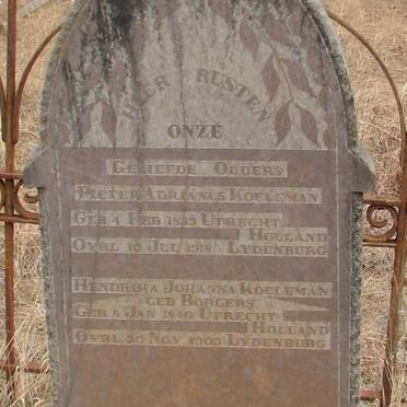 KOELEMAN Pieter Adrianus 1839-1918 &amp; Hendrika Johanna BORGERS 1840-1903