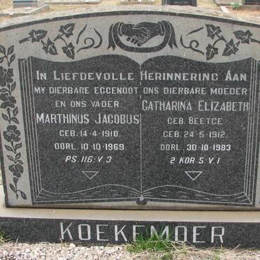 KOEKEMOER Marthinus Jacobus 1910-1969 &amp; Catharina Elizabeth BEETGE 1912-1983