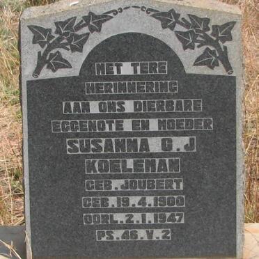 KOELEMAN Susanna C.J. nee JOUBERT 1900-1947
