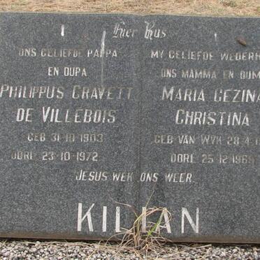 KILLIAN Philippus Cravett De Villebois 1903-1972 &amp; Maria Gezina Christina VAN WYK 19? -1969