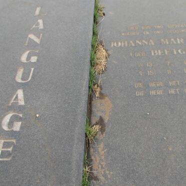 LANGUAGE Johanna Marthina nee BEETGE 1901-1998