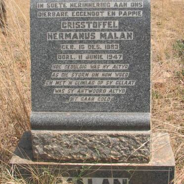 MALAN Christoffel Hermanus 1883-1947