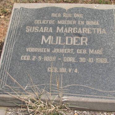 MULDER Susara Margaretha voorheen JOUBERT nee MARE 1889-1969