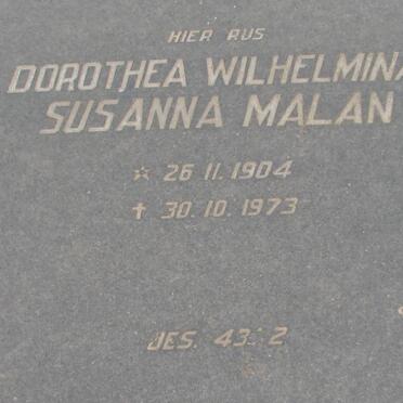 MALAN Dorothea Wilhelmina Susanna 1904-1973