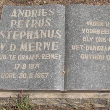 MERWE Andries Petrus Stephanus, v.d. 1871-1957