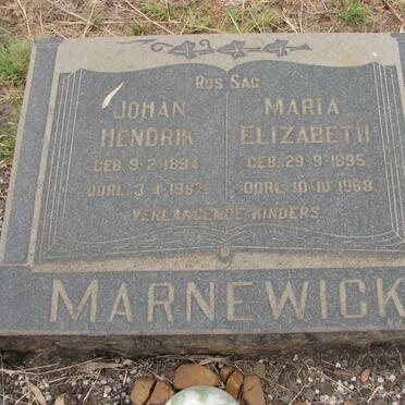 MARNEWICK Johan Hendrik 1894-1967 &amp; Maria Elizabeth 1895-1968