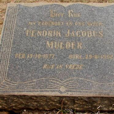 MULDER Hendrik Jacobus 1877-1962