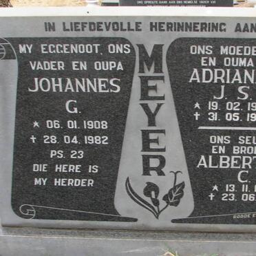 MEYER Johannes G. 1908-1982 &amp; Adriana J.S. 1926-1998 :: MEYER Albertus C. 1967-1986