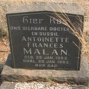 MALAN Antoinette Frances 1952-1952