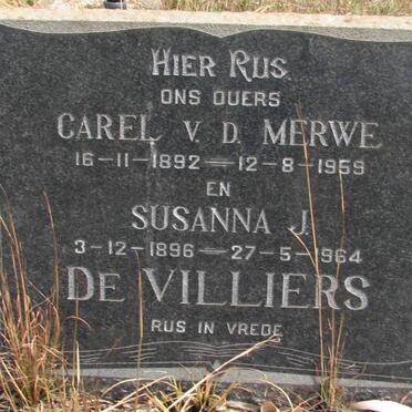 MERWE Carel, v.d. 1892-1959 &amp; Susanna J. DE VILLIERS 1896-1964