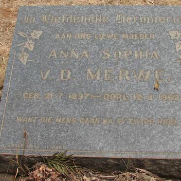 MERWE Anna Sophia, v.d. 1897-1962