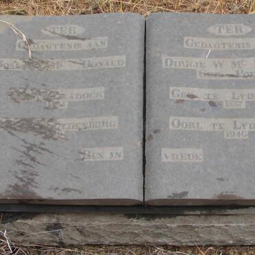 McDONALD Joseph 1841-1917 &amp; Dirkie W. 1857-1946