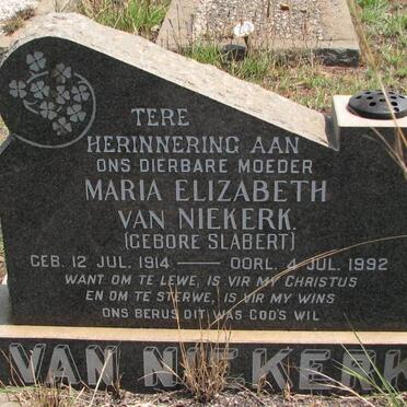 NIEKERK Maria Elizabeth, van nee SLABERT 1914-1992