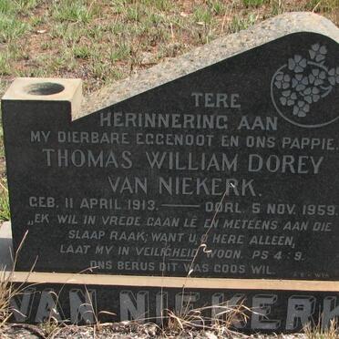 NIEKERK Thomas William Dorey, van 1913-1959