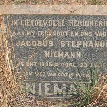 NIEMANN Jacobus Stephanus 1895-1957