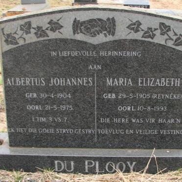 PLOOY Albertus Johannes, du 1904-1975 &amp; Maria Elizabeth REYNEKE 1905-1993