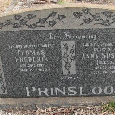PRINSLOO Thomas Frederik 1885-1972 &amp; Anna Susanna BEETGE 1885-1964