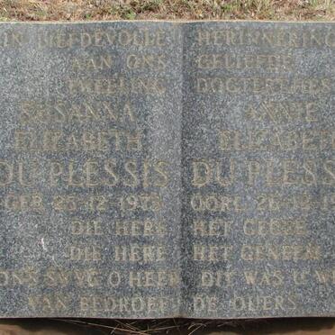 PLESSIS Susanna Elizabeth, du :: DU PLESSIS Annie Elizabeth 1973-1973