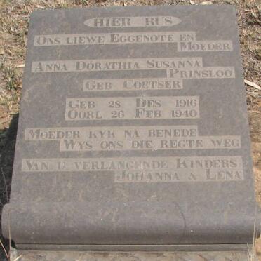 PRINSLOO Anna Dorathia Susanna geb COETSER 1916-1940