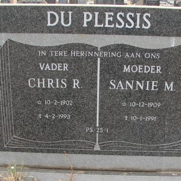 PLESSIS Chris R., du 1902-1993 &amp; Sannie M. 1909-1991