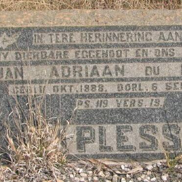 PLESSIS Jan Adriaan, du 1888-1957