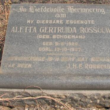 ROSSOUW Aletta Gertruida nee SCHOEMAN 1928-19?7
