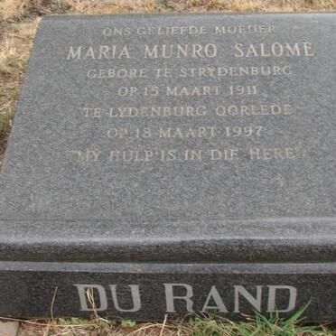 RAND Maria Munro Salome, du 1911-1997