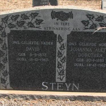 STEYN David 1872-1960 & Johanna Aletta Dorothea 1883-1962