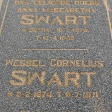 SWART Wessel Cornelius 1874-1971 &amp; Anna Magdalena BOTHA 1876-1940