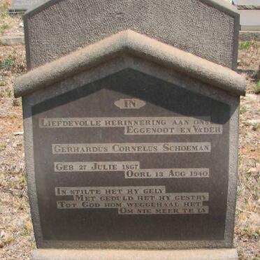 SCHOEMAN Gerhardus Cornelus 1867-1940