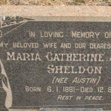 SHELDON Maria Catherine Jane nee AUSTIN 1881-1954