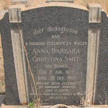 SMIT Anna Barbara Christina nee BEUKES 1879-1953